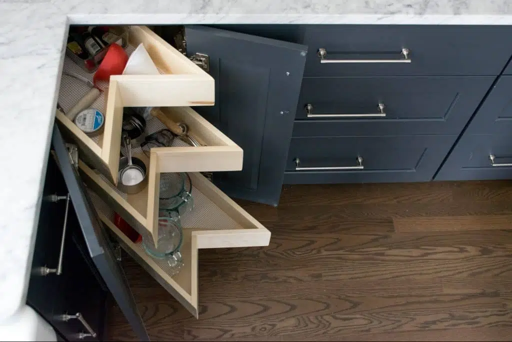 This kornerking storage cabinet is an excellent smart storage solution to maximize kitchen organization.