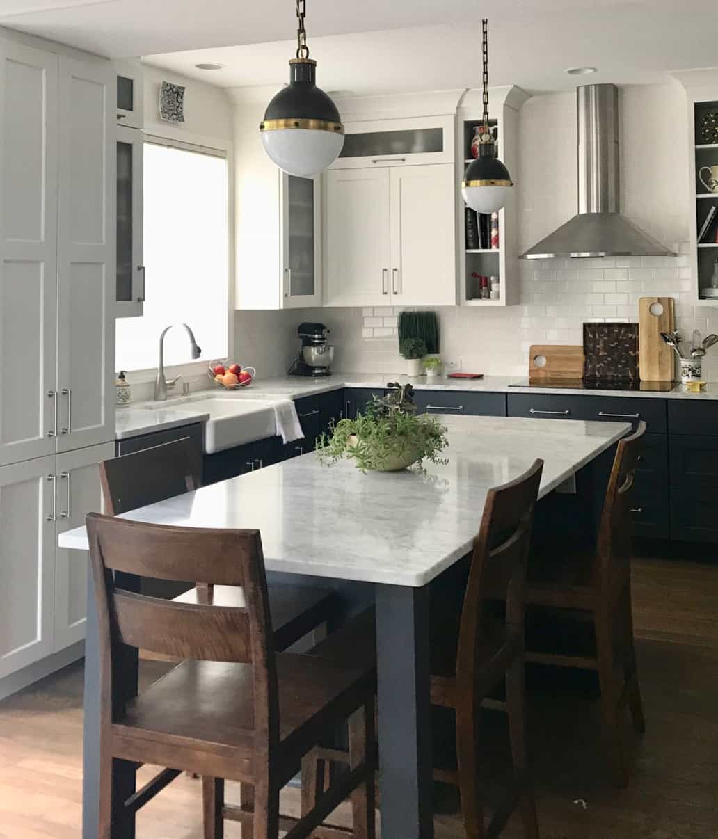 Classic kitchen with carrara marble counters