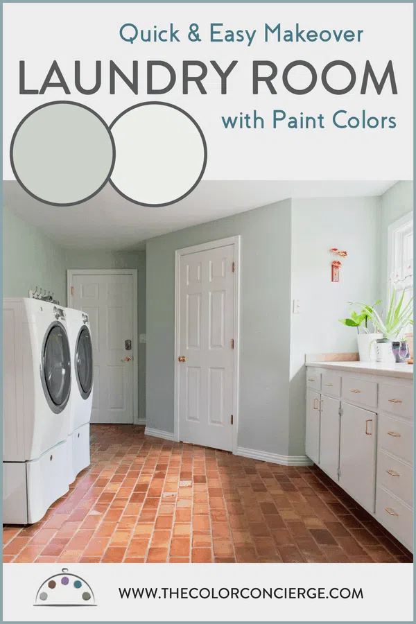 Laundry room makeover was quick and easy with SW Sea Salt and SW Extra White Paint colors