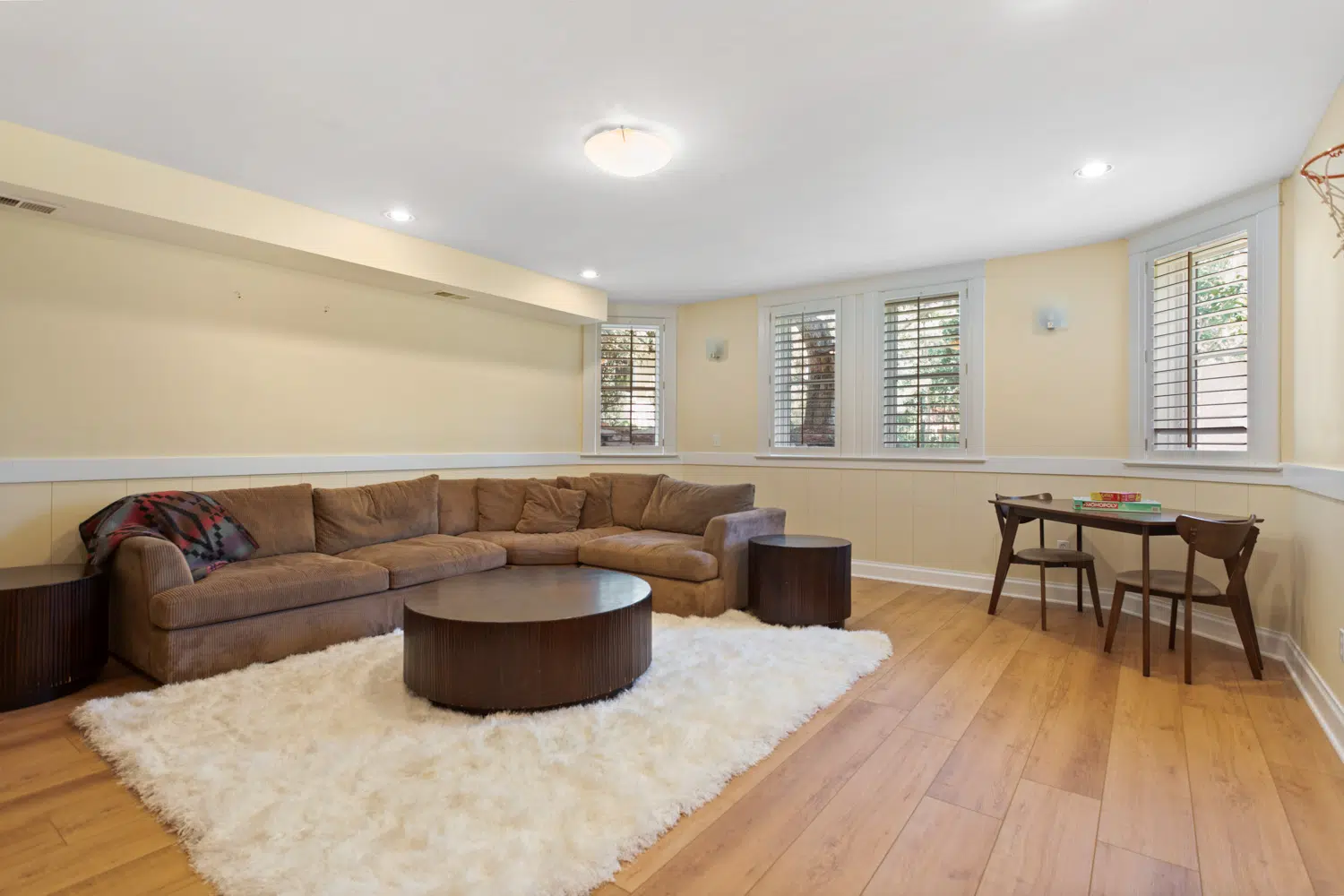 Basement with coretec Waddington Oak LVP floor