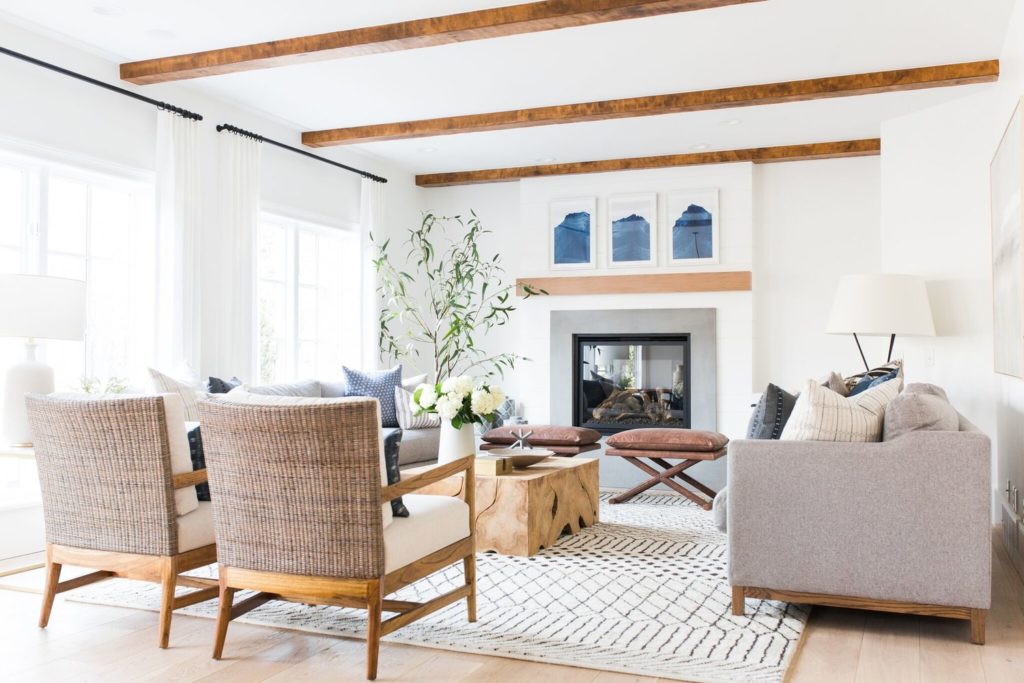 Studio McGee living room with white area rug