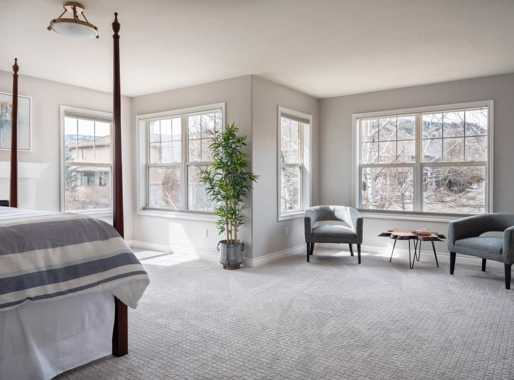 Master Bedroom with view and stonington gray walls