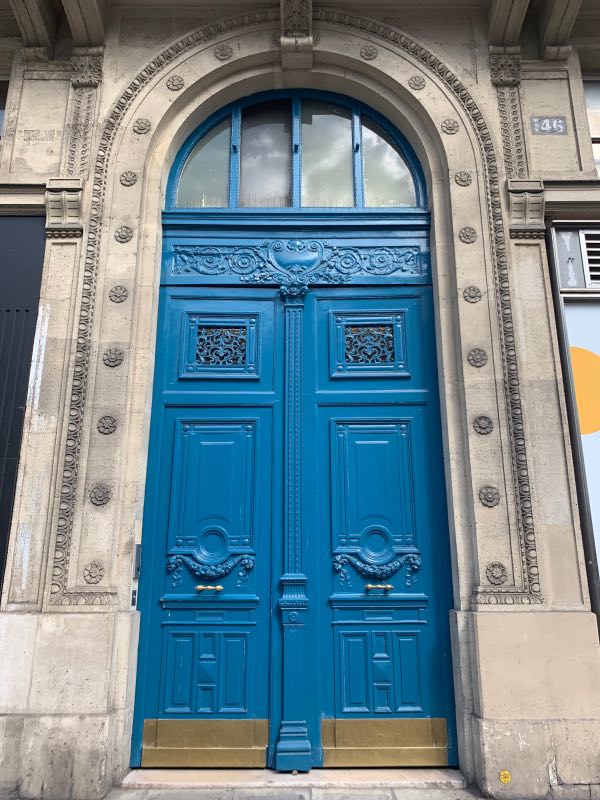Blue double front door