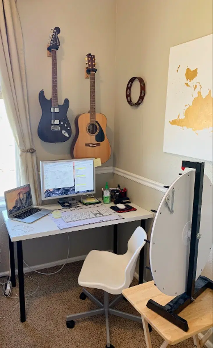 Home office with Benjamin Moore Manchester Tan