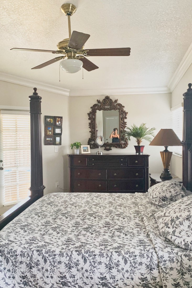 Master bedroom painted with Benjamin Moore Pale Oak