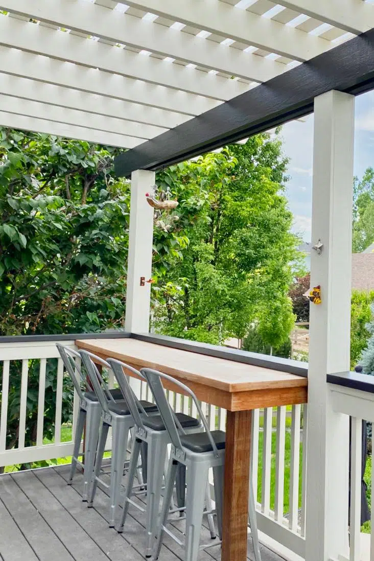 White back porch wood breakfast bar