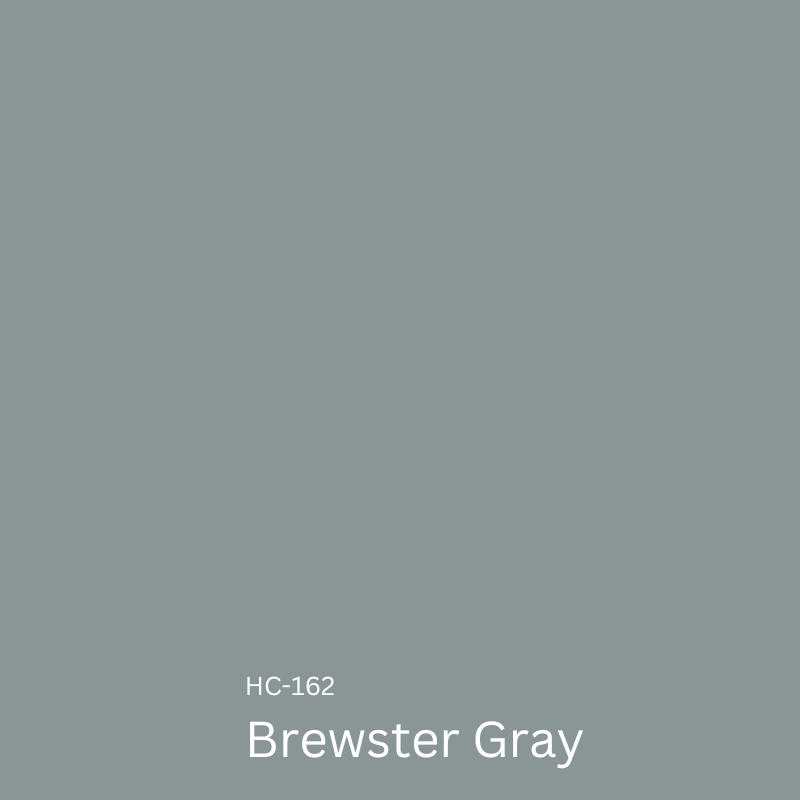 A paint color swatch of Benjamin Moore Brewster Gray, one of the best blue exterior paint colors.