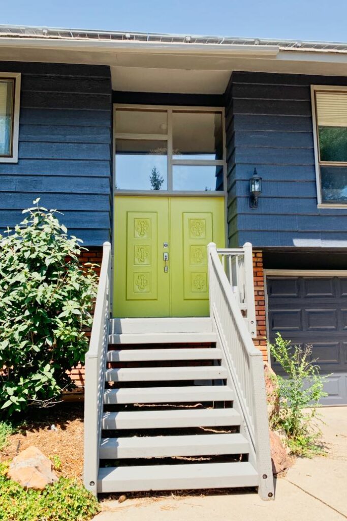 Blue exterior palette with green door