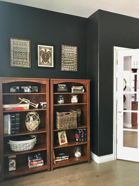 Office with Benjamin Moore Onyx paint color and review