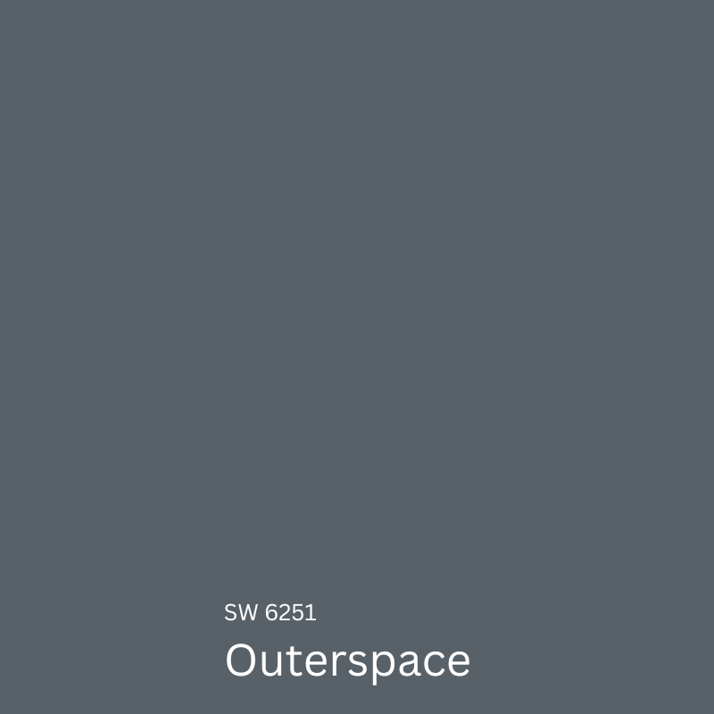 A color swatch of SW Outerspace, one of the best blue exterior paint colors.