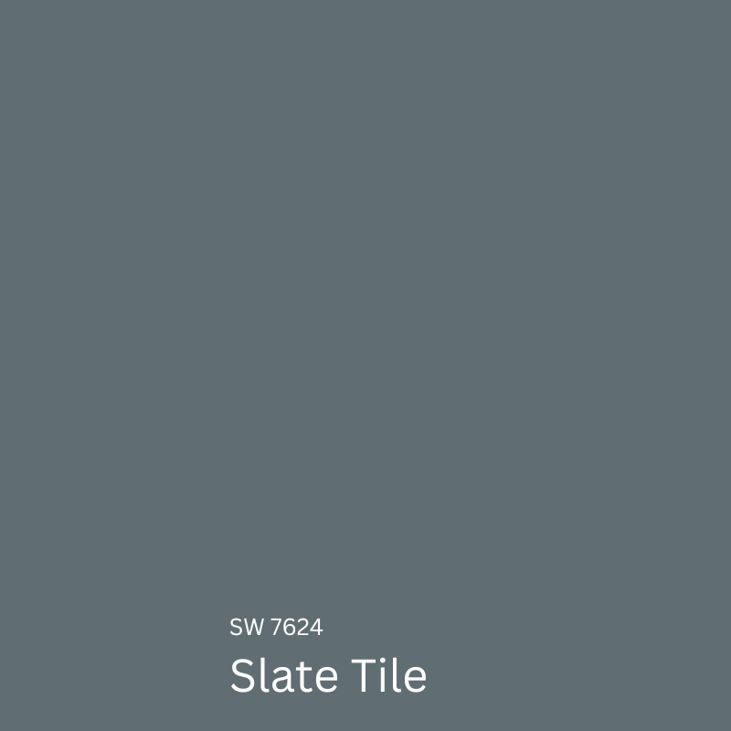 A color swatch of SW Slate Tile, one of the best blue exterior paint colors.