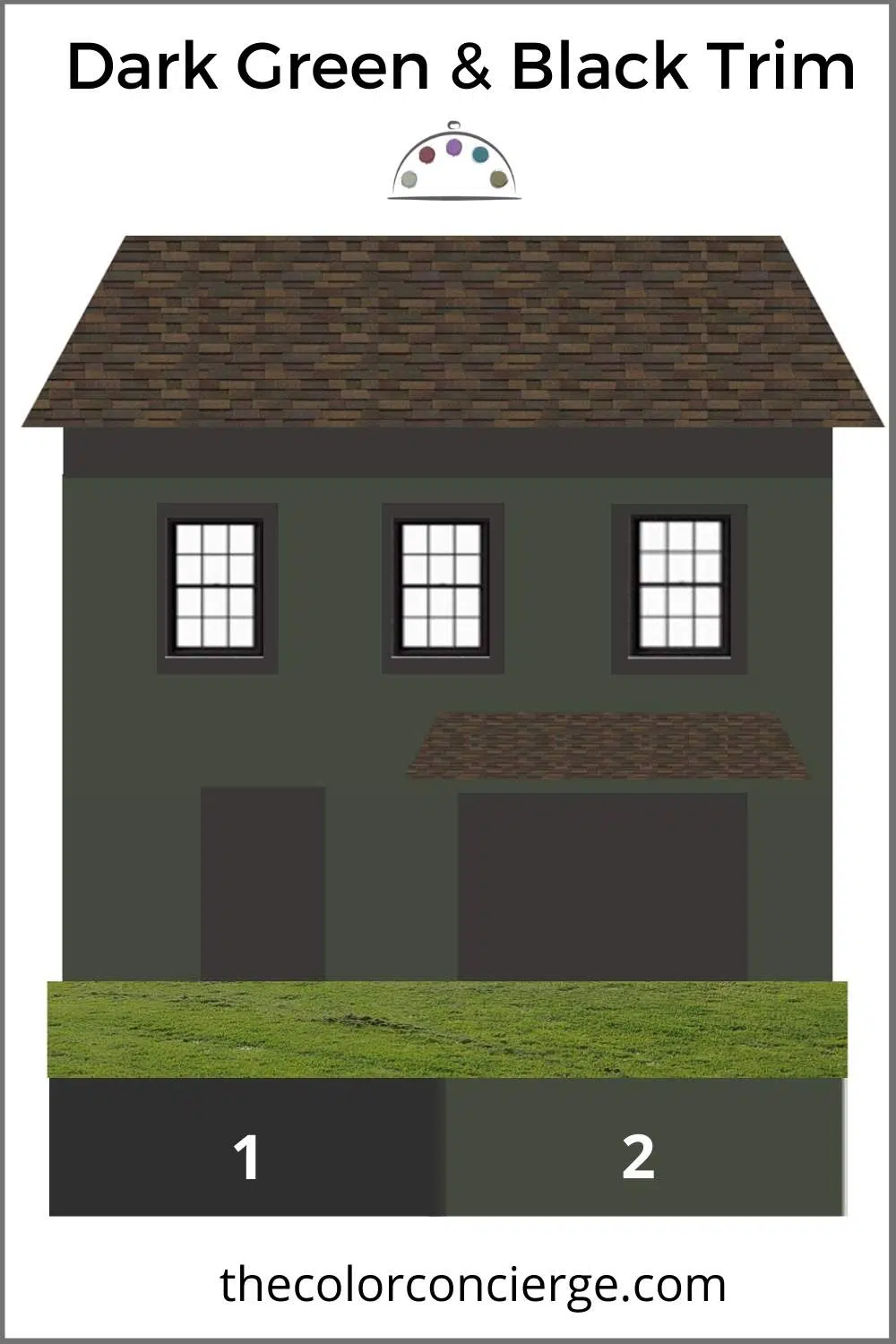 Laurel Woods paint color with Tricorn black trim are trending exterior paint colors in 2021