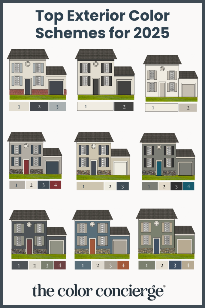 A series of exterior color palettes