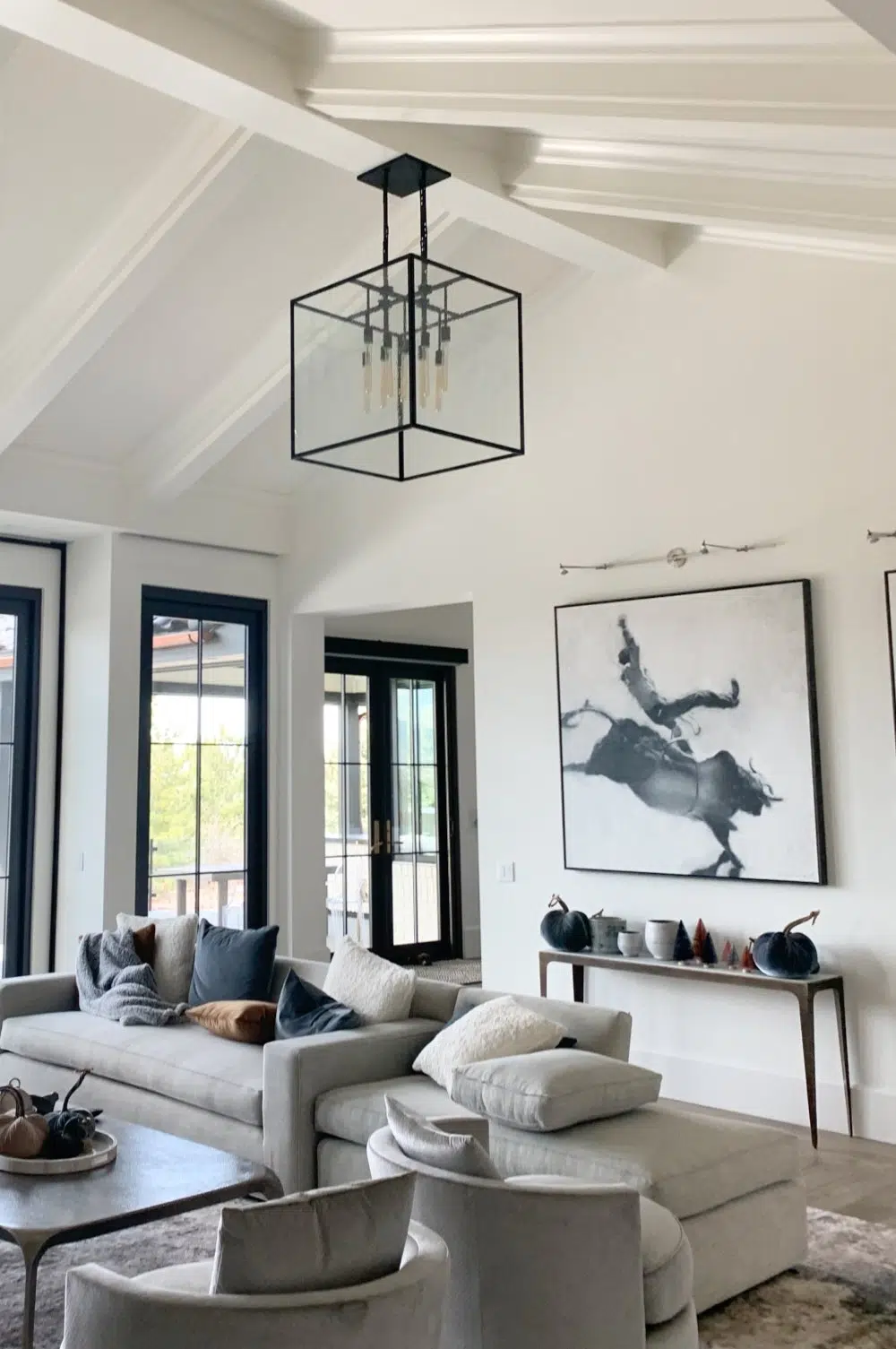 Living room painted with Cloud White and Wrought Iron window