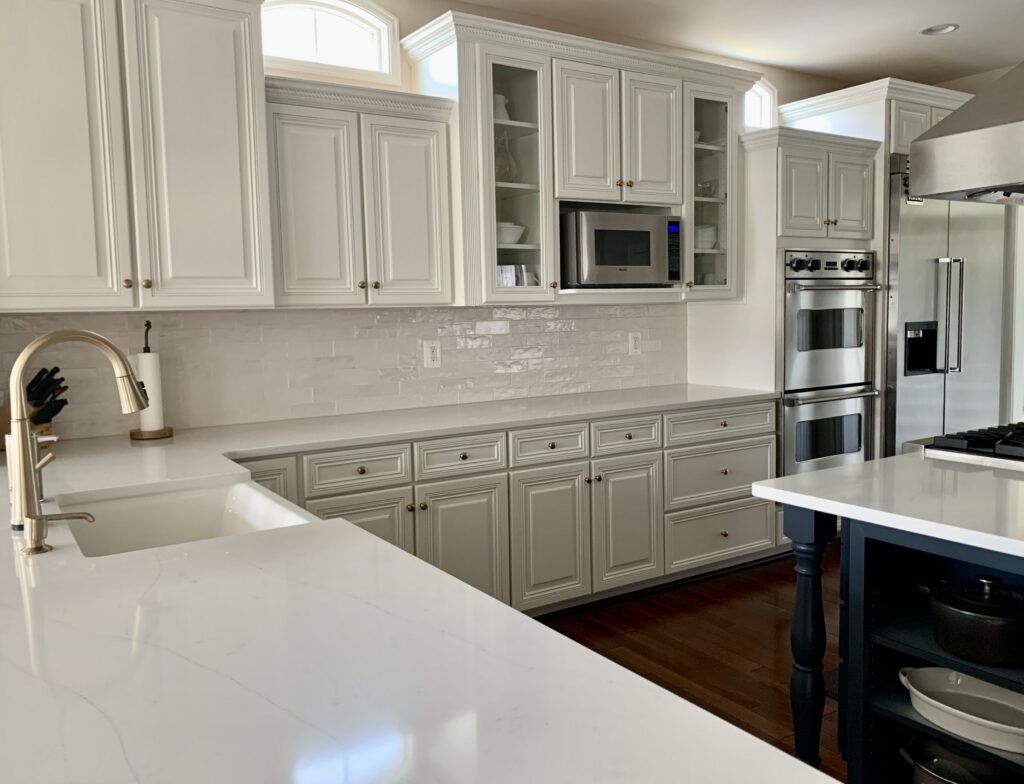 Modern kitchen with BM White Dove Cabinets