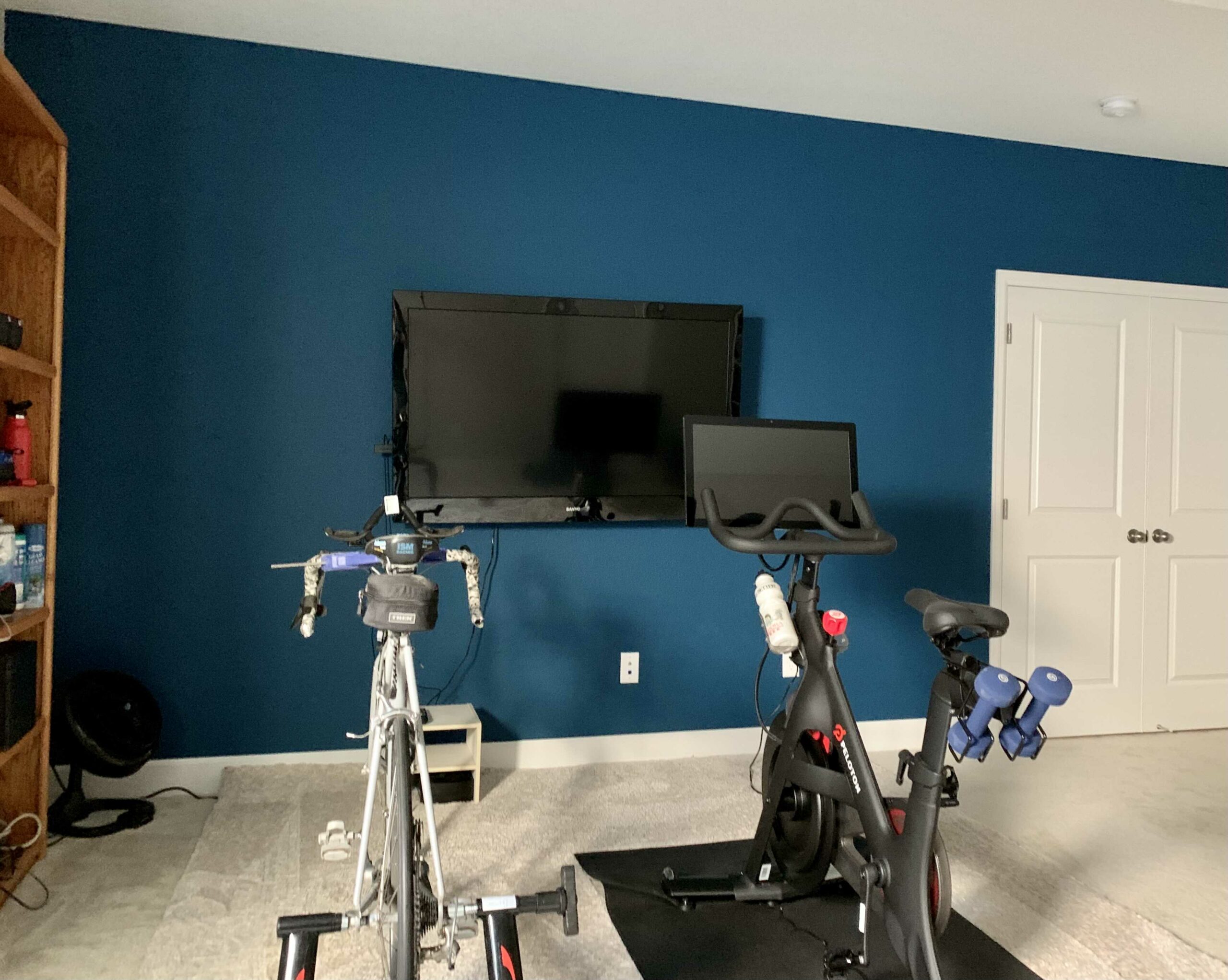 Home Gym with BM Slate Teal Accent wall