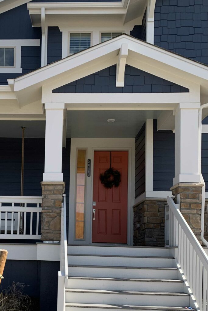 Blue house with Cloud Cover for white trim color