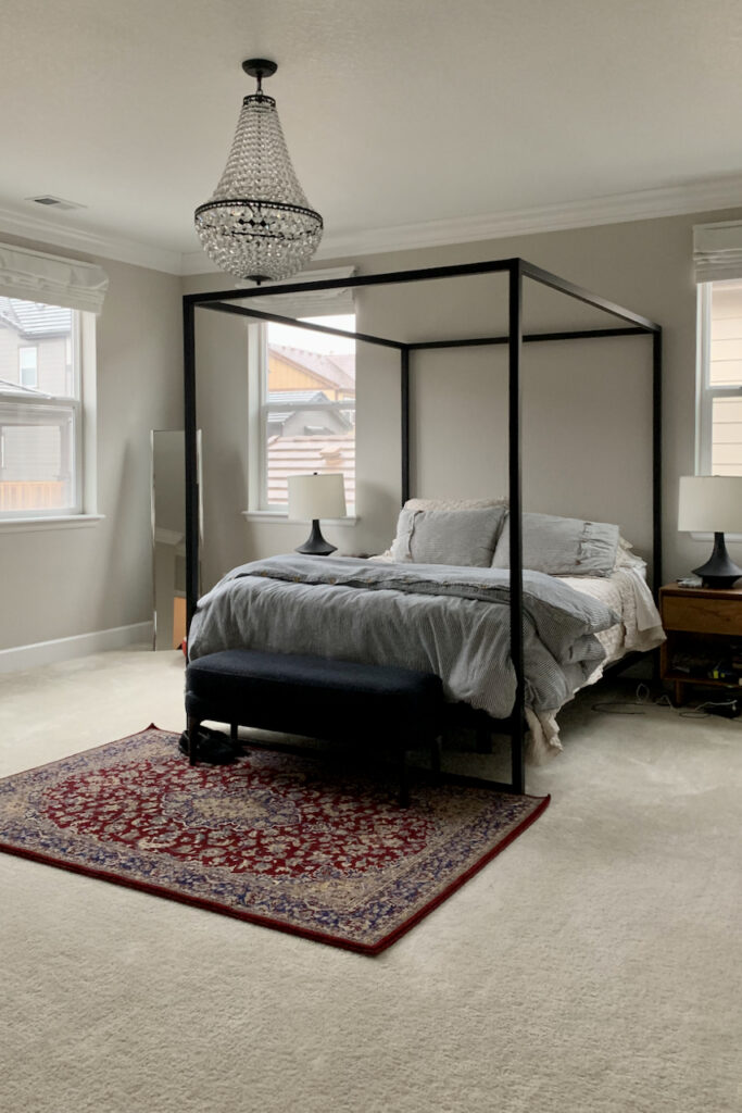 Bedroom with Sherwin-Williams Agreeable Gray walls