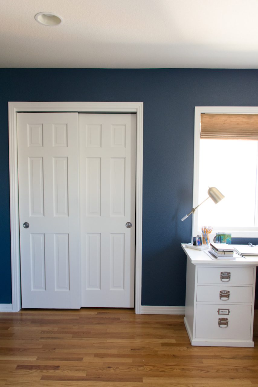 Office with BM Kensington Blue walls