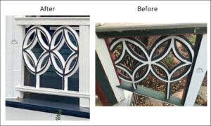 Before and after photo of railings