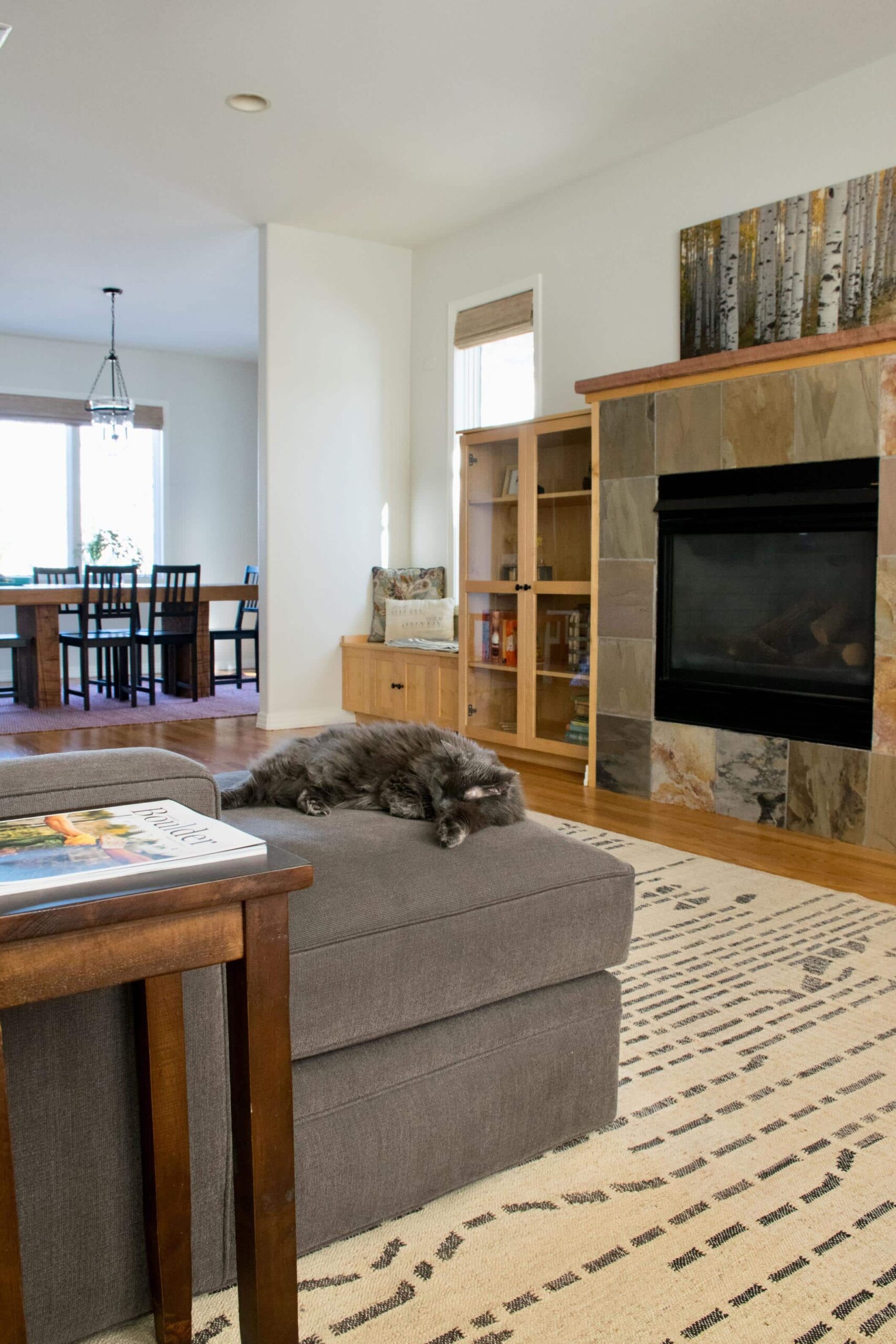 Living room painted classic gray