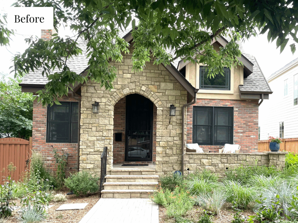 Before photo of brick and stone home
