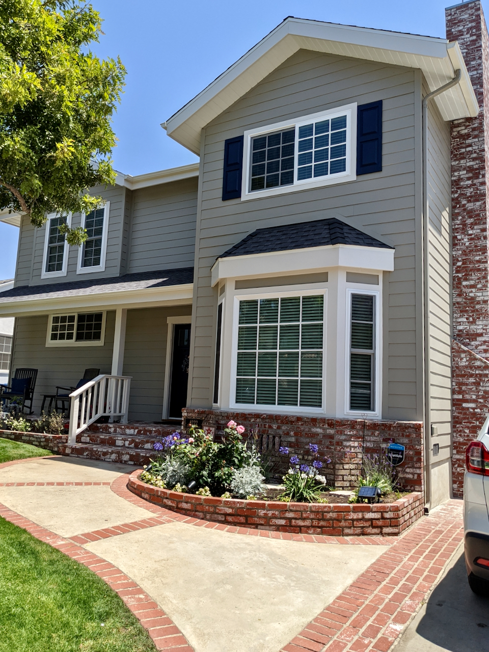 gray house with white trim