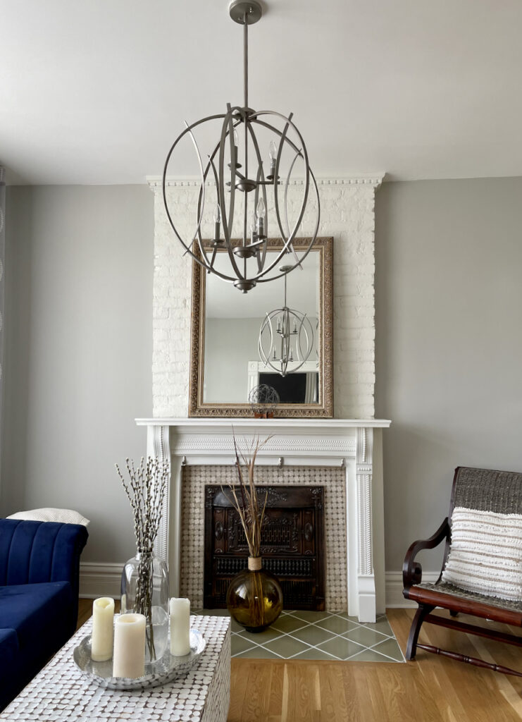 Painted fireplace with Westhighland white and repose gray walls