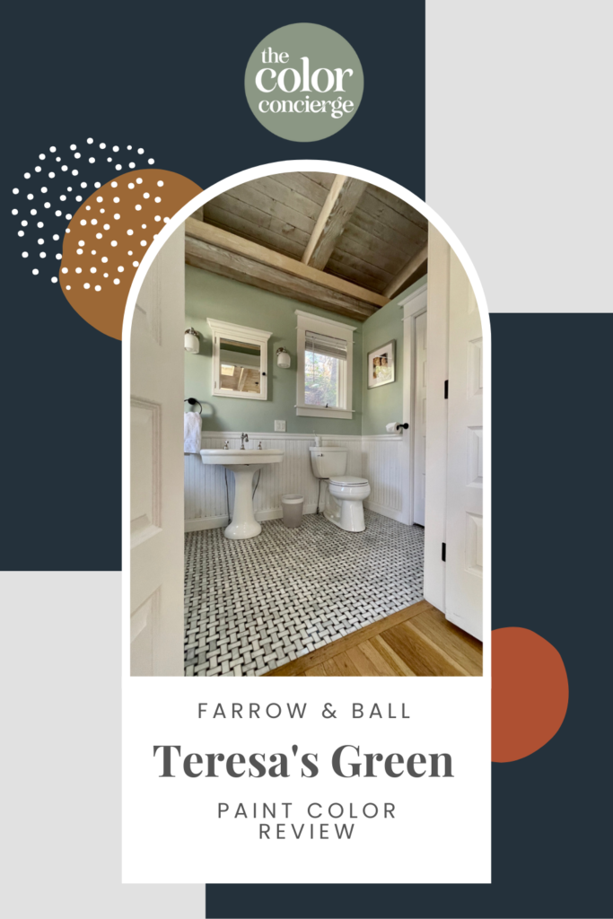 Farrow & Ball Teresa's Green paint color review graphic