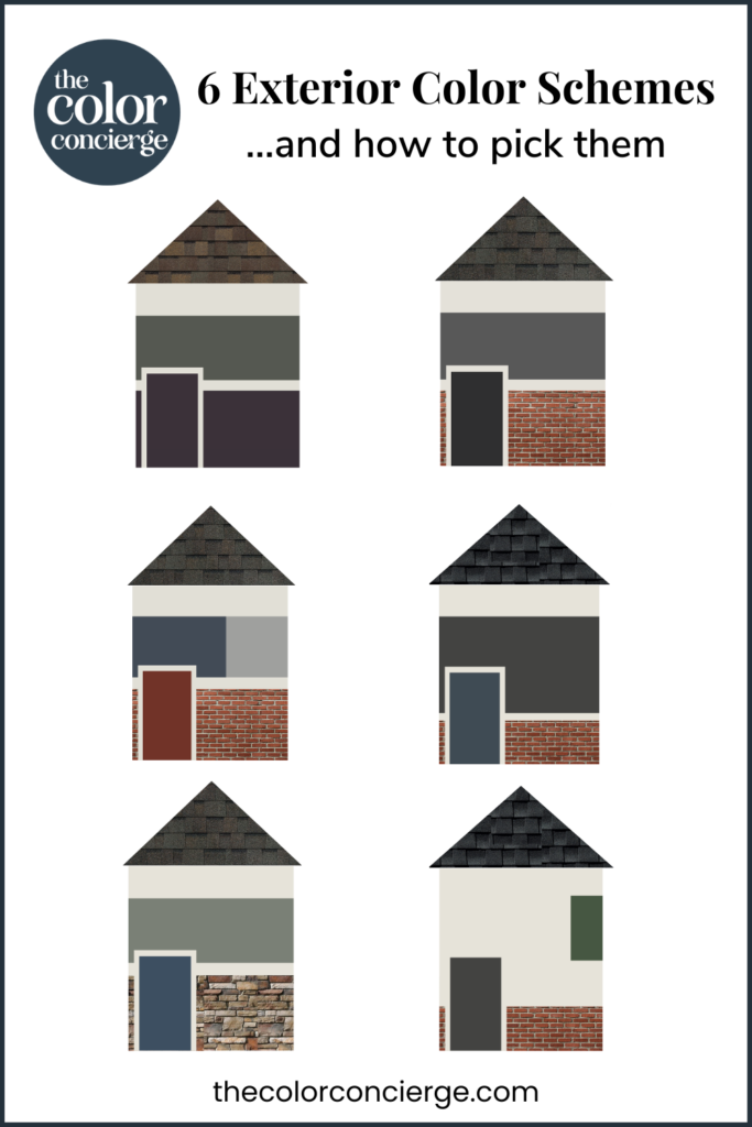 exterior color palettes of three