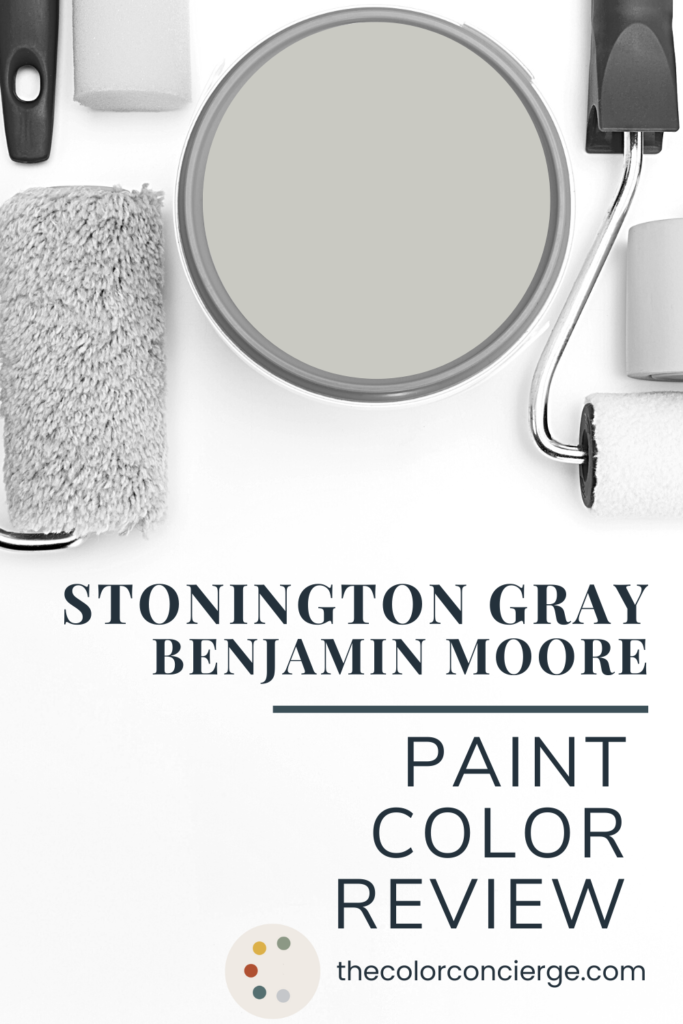 Stonington Gray paint in a paint can graphic