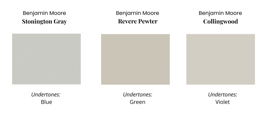Gray Undertones comparison chart