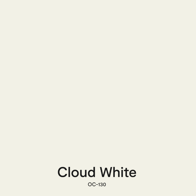 A swatch of BM Cloud White, one of the best Benjamin Moore white paint colors.