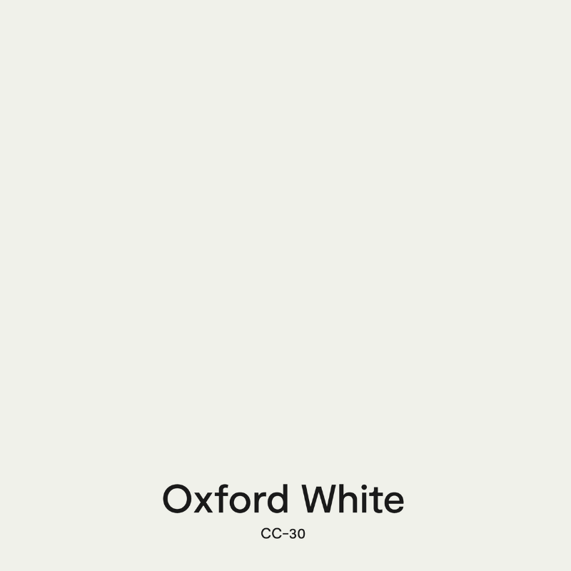 A swatch of BM Oxford White, one of the best Benjamin Moore white paint colors.