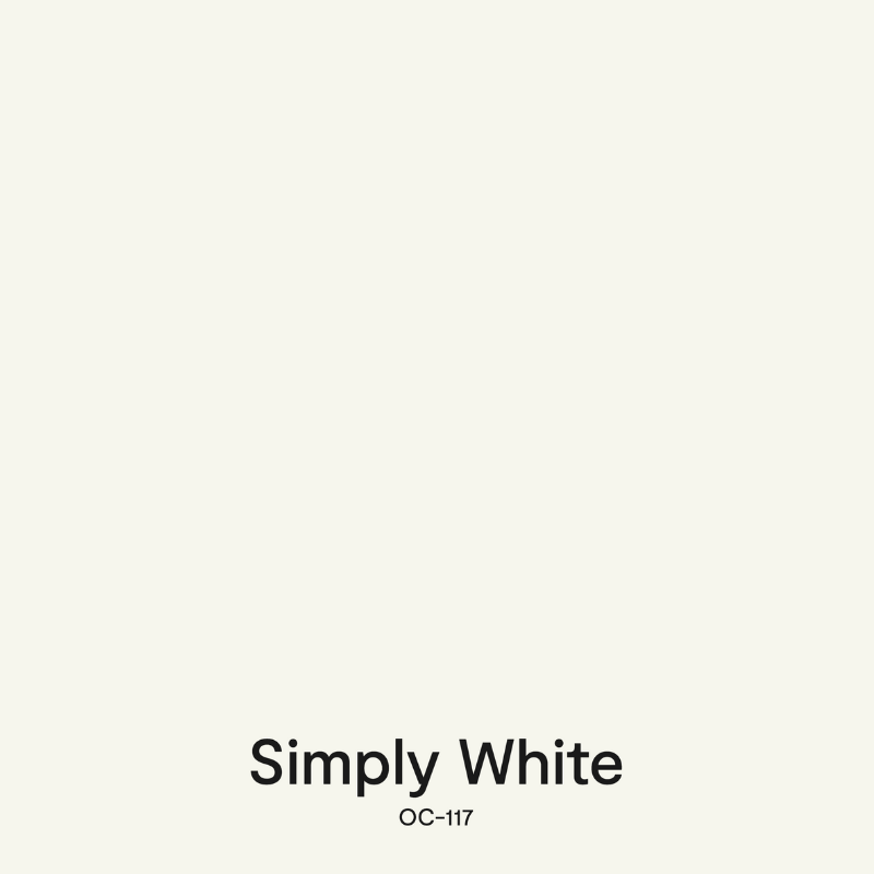 A swatch of BM Simply White, one of the best Benjamin Moore white paint colors.