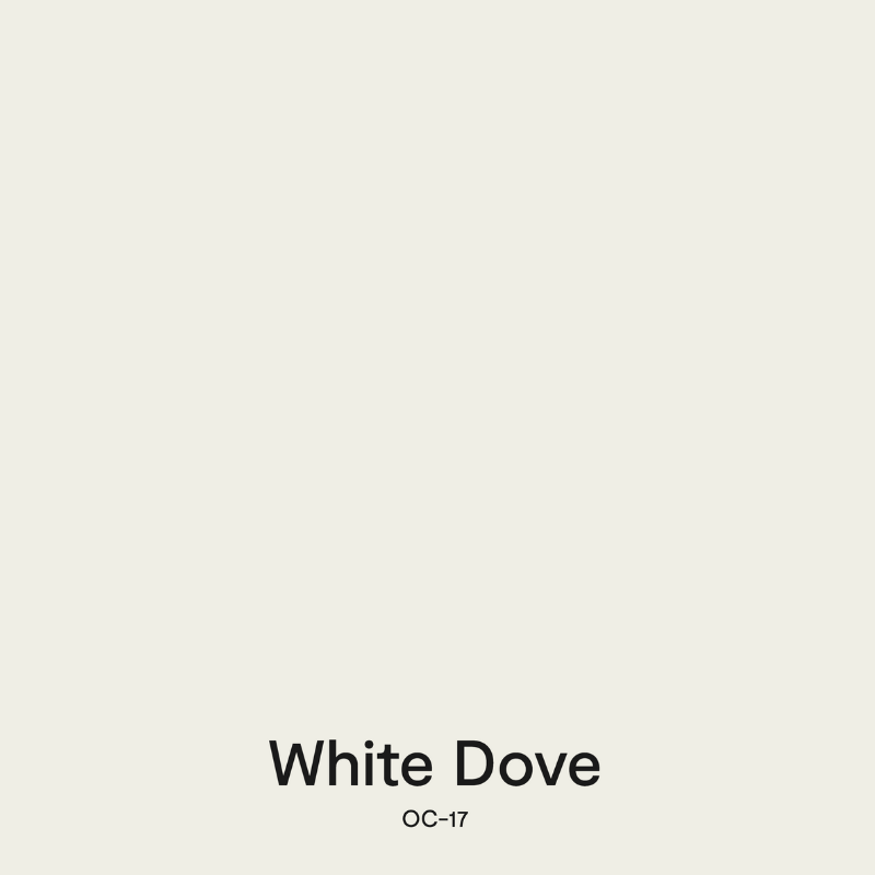 A swatch of BM White Dove, one of the best Benjamin Moore white paint colors.