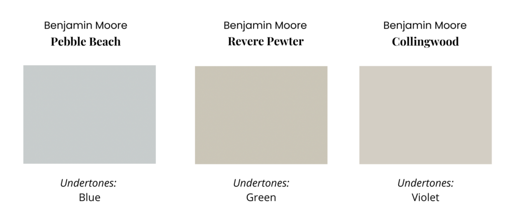 A graphic comparing the undertones of gray paint