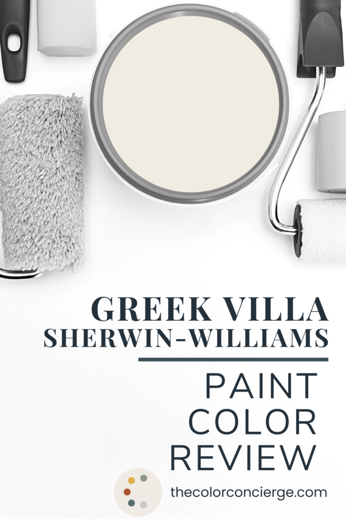 A bucket of paint with SW Greek Villa paint
