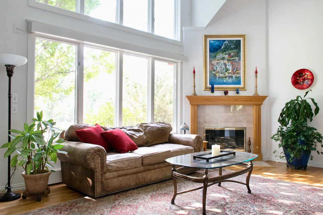 Sherwin-Williams Extra White walls are shown in a living room.