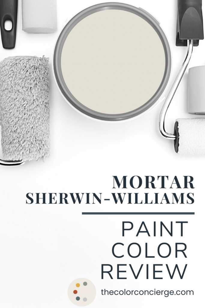 A paint can full of Sherwin-Williams Mortar paint