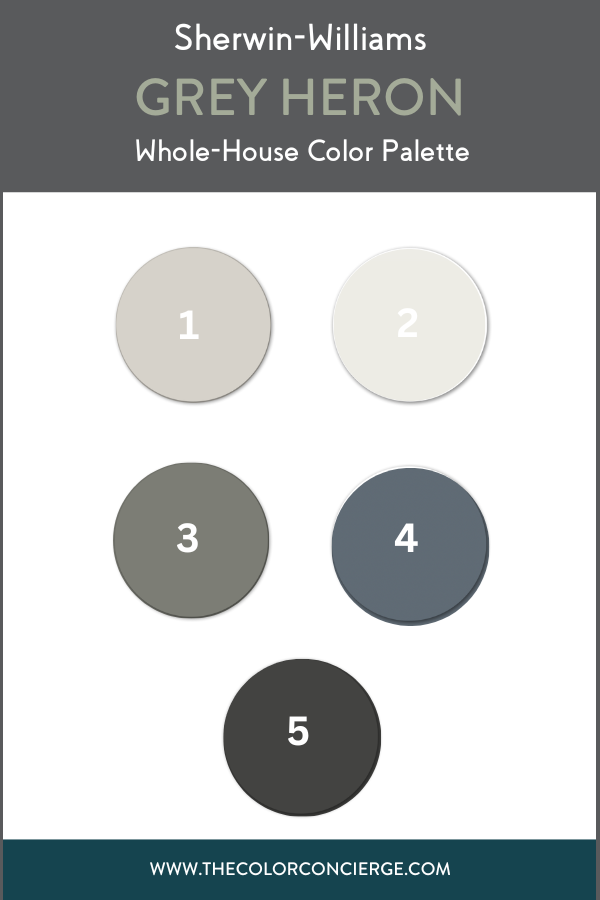 A whole-house color palette inspired by SW Grey Heron paint.