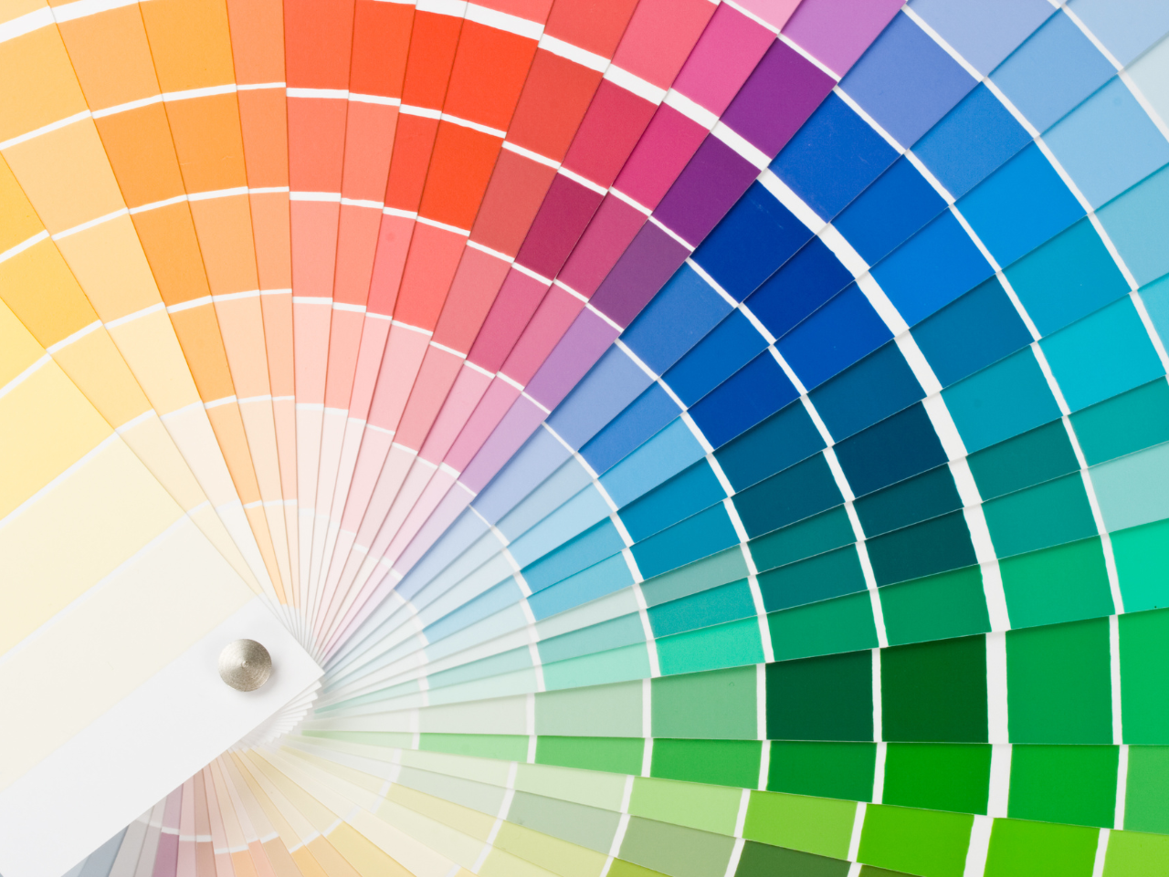 Paint color strips laid out in a fan shape