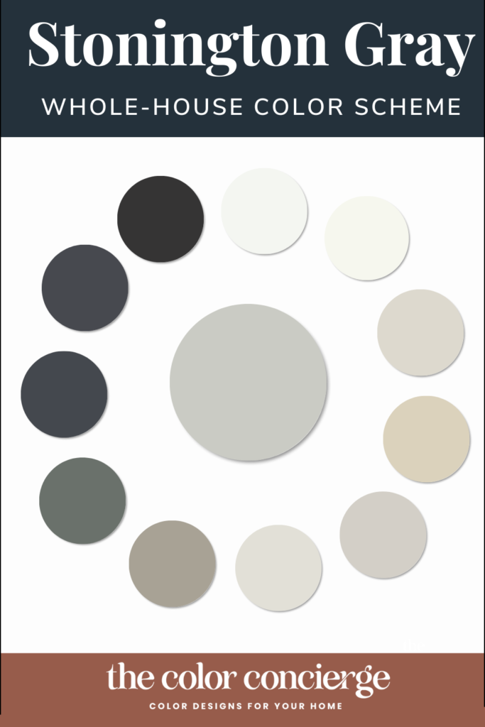 A series of color swatches from a Stonington Gray color palette.
