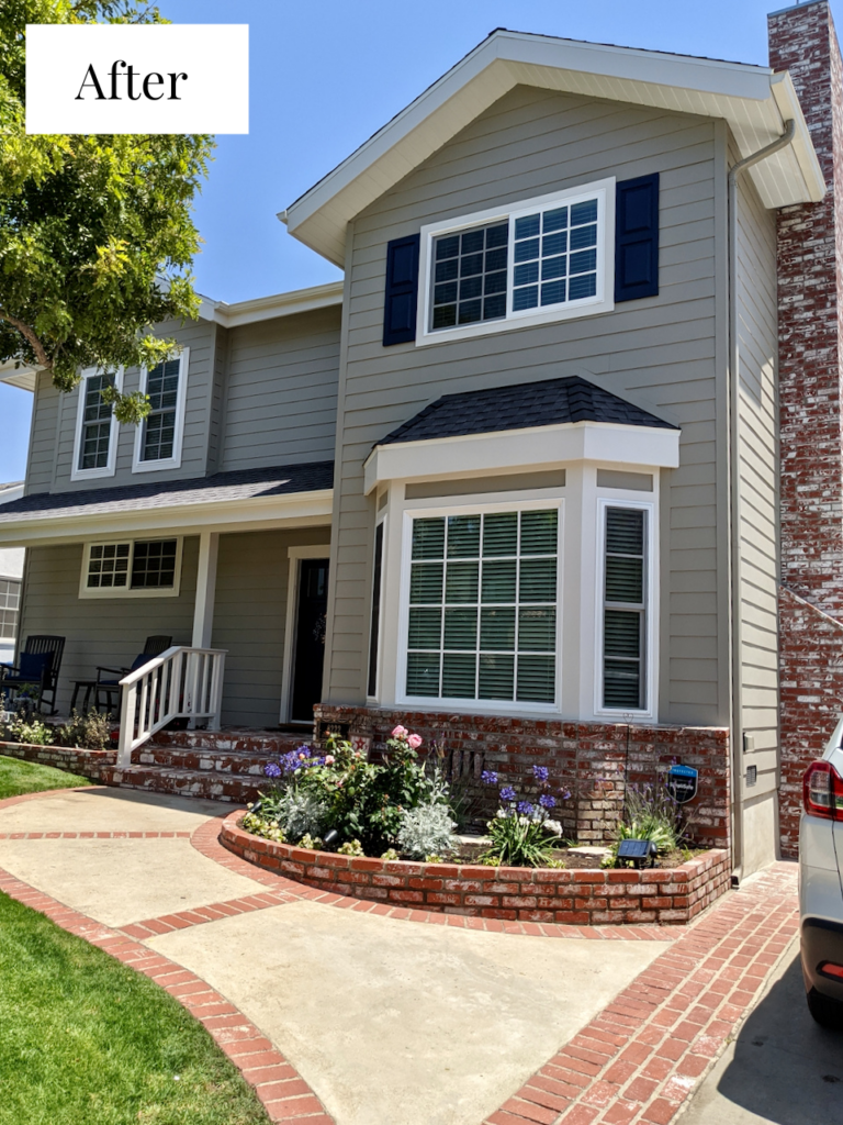 A California home is painted with Sherwin-Williams Intellectual Gray exterior paint