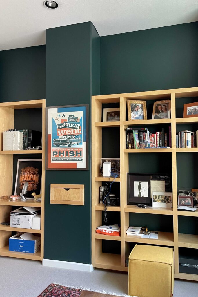 Office painted with Benjamin Moore Salamander.