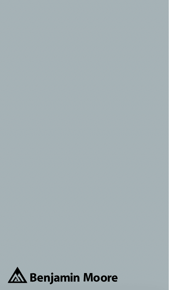A swatch of BM Nimbus Gray paint, one of the best blue-gray paint colors.
