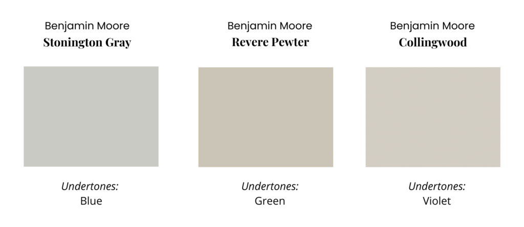 A graphic exploring the different undertones of gray paint.