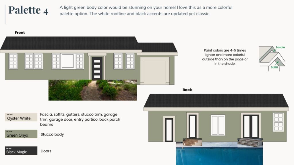Exterior color scheme for green house