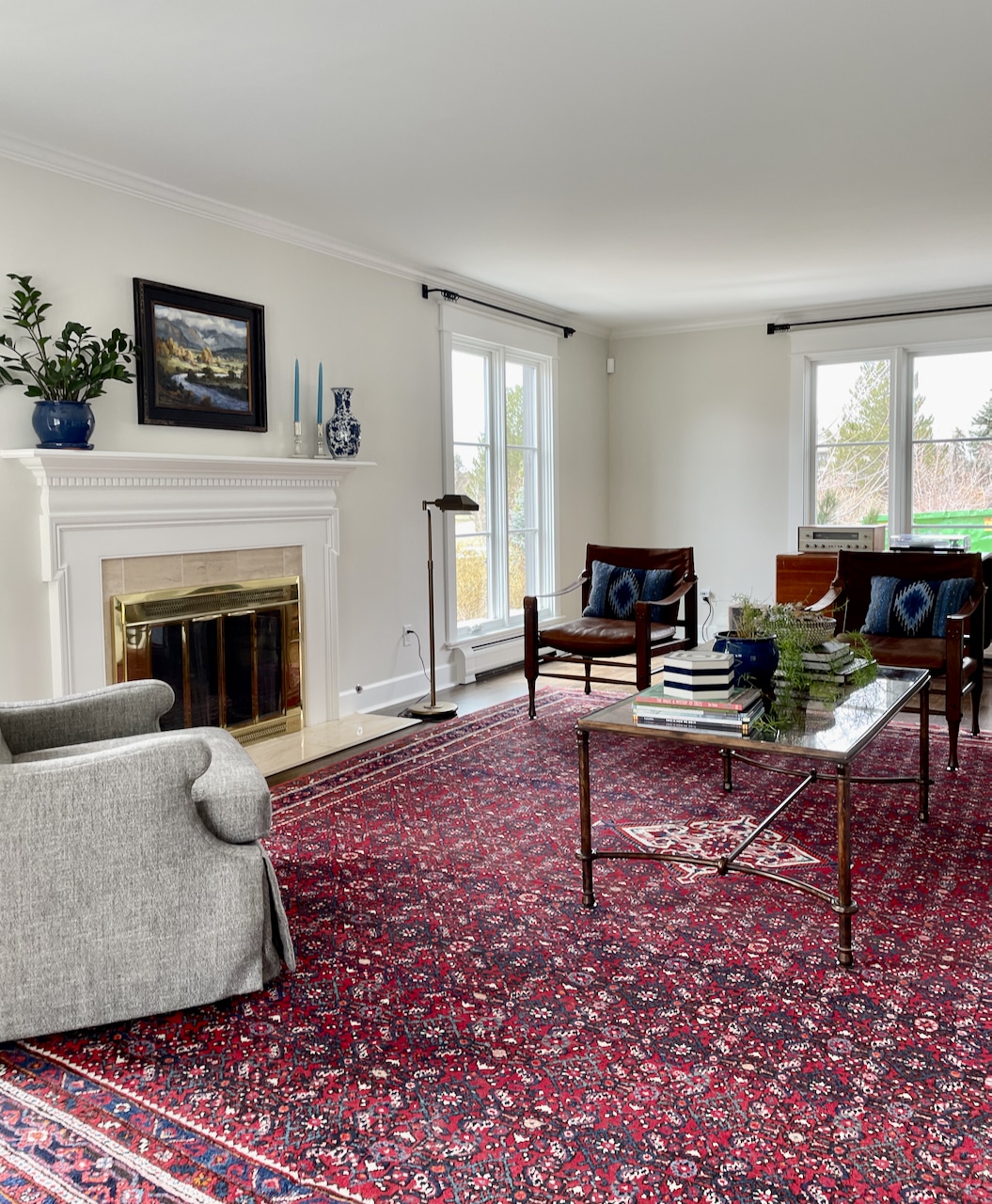 A living room is painted with Benjamin Moore Classic Gray paint.