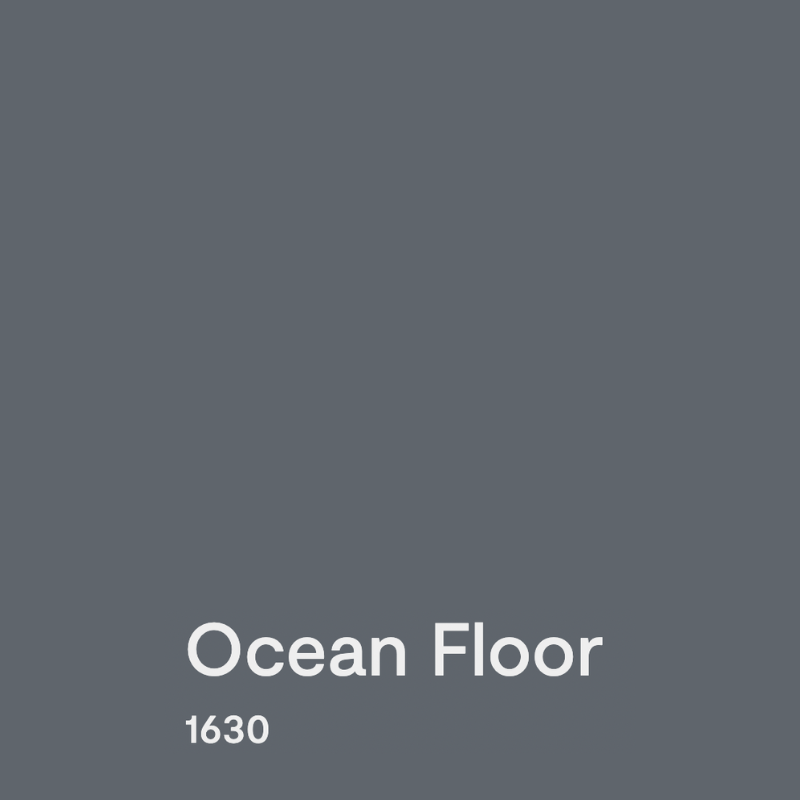 A swatch of BM Ocean Floor blue exterior paint.